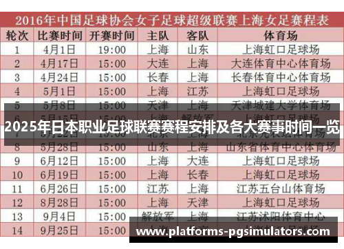 2025年日本职业足球联赛赛程安排及各大赛事时间一览